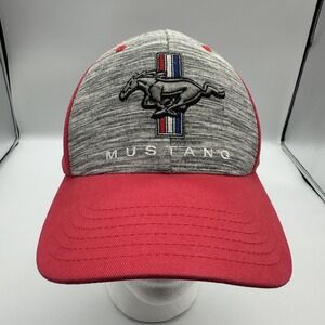 Ford Mustang Hat Cap Strap Back Red Checkered Flag Sports One Size Mens